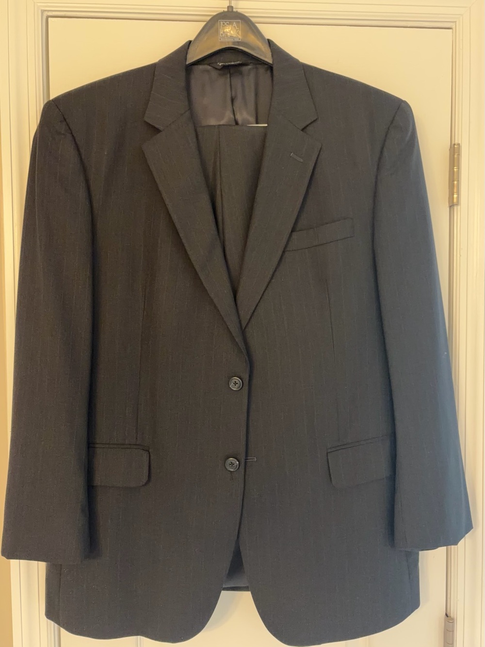 Jos. A. Bank Men's Black with Brown PinStripe, 2 Piece Suit, size 44 Regular
